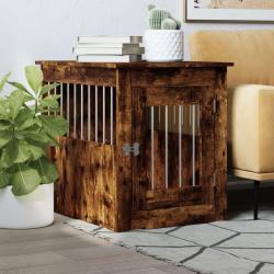 Meuble de cage pour chiens ch&ecirc;ne fum&eacute; 55x75x65 cm