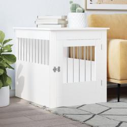 Meuble de cage pour chiens blanc 64,5x80x71cm bois d'ing&eacute;nierie