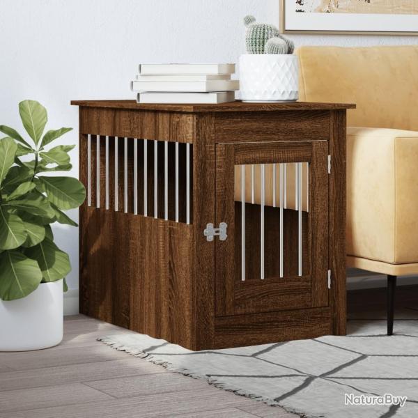 Meuble de cage pour chiens ch�ne marron 55x80x68 cm