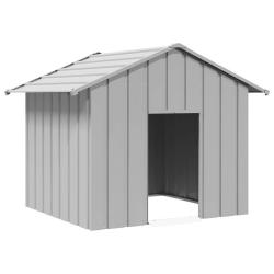 Niche pour chien avec toit noir 131x101x102 cm acier galvanis&eacute;