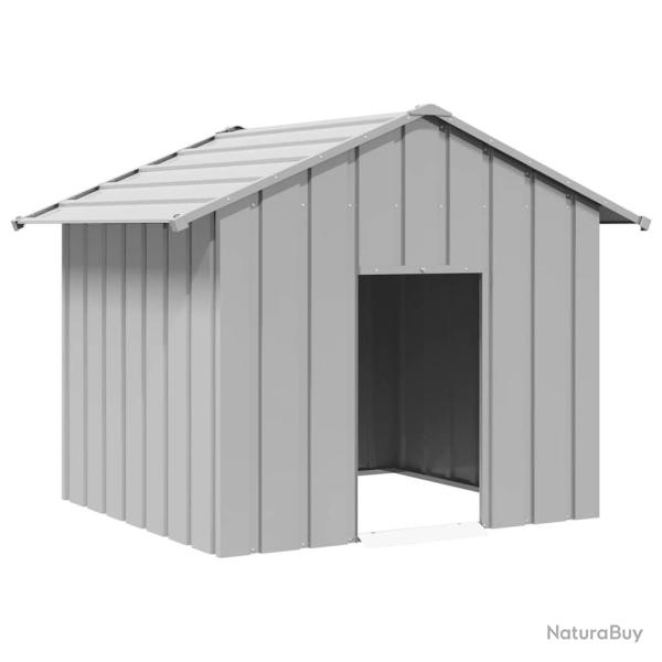 Niche pour chien avec toit noir 131x101x102 cm acier galvanis alsavelo
