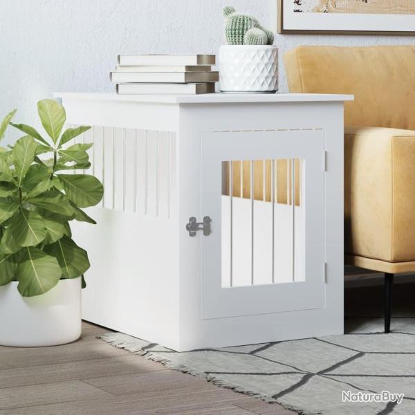 Meuble de cage pour chiens blanc 55x75x65 cm bois d'ing�nierie