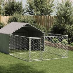Niche d'ext&eacute;rieur pour chien enclos 7x2x1,5 m acier galvanis&eacute;