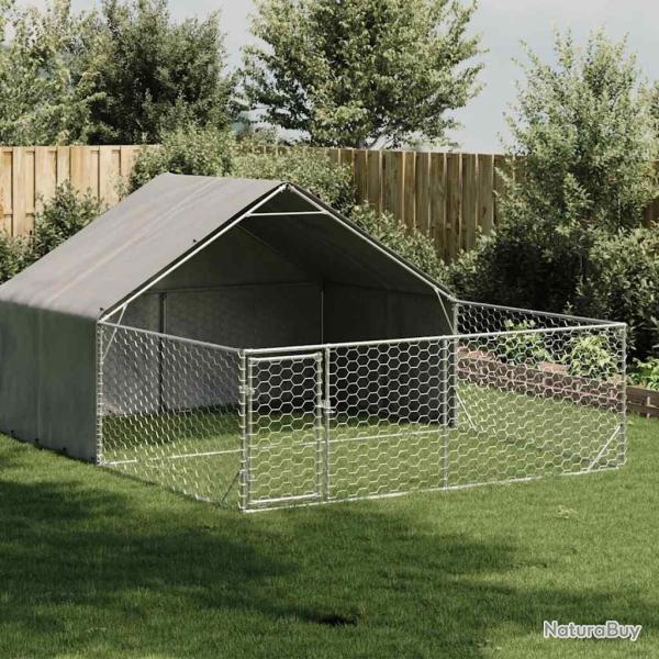 Niche d'ext�rieur pour chien enclos 5x3x1,9 m acier galvanis�