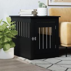 Meuble de cage pour chiens noir 55x75x65 cm bois d'ing&eacute;nierie