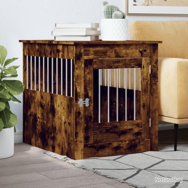 Meuble de cage pour chiens ch�ne fum� 64,5x80x71 cm
