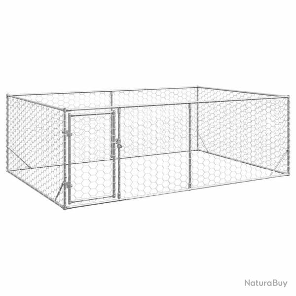 Chenil d'extrieur pour chiens porte 3x2x1 m acier galvanis alsavelo