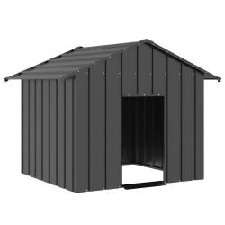 Niche pour chien avec toit noir 131x101x102 cm acier galvanis&eacute;