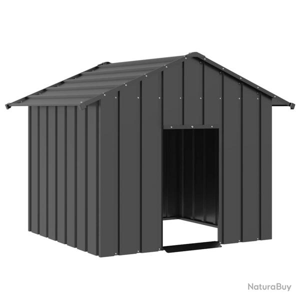 Niche pour chien avec toit noir 131x101x102 cm acier galvanis alsavelo