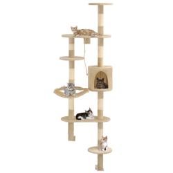 Arbre &agrave; chat avec griffoirs en sisal Montage mural 194 cm Beige