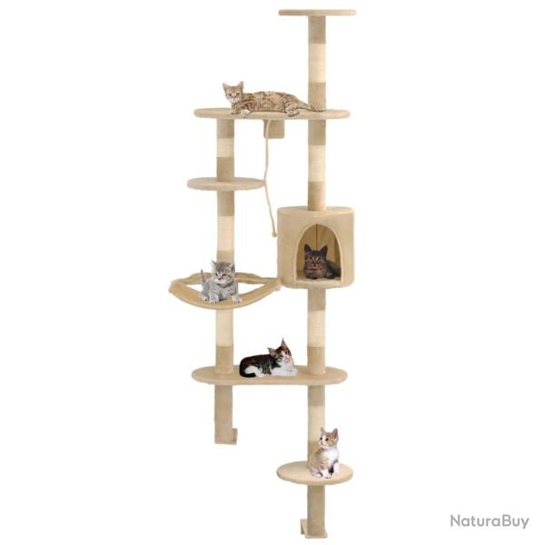 Arbre � chat avec griffoirs en sisal Montage mural 194 cm Beige
