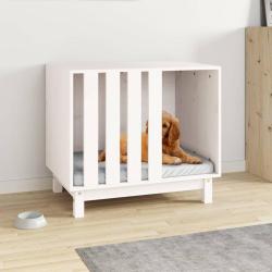 Niche pour chien Blanc 70x50x62 cm Bois de pin massif alsavelo