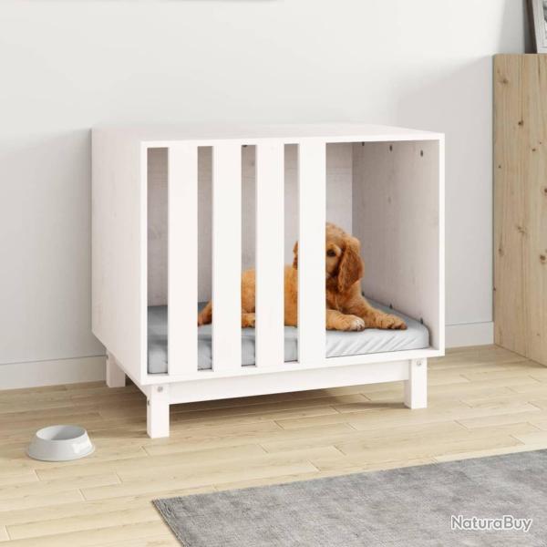 Niche pour chien Blanc 70x50x62 cm Bois de pin massif alsavelo