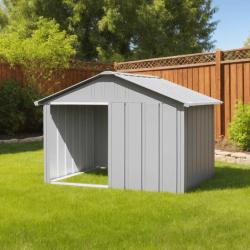 Niche pour chien Gris 116,5x103x81,5 cm Acier galvanis&eacute;
