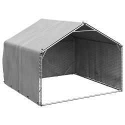 Chenil d'ext&eacute;rieur pour chiens housse 2x2x1,5 m acier galvanis&eacute;
