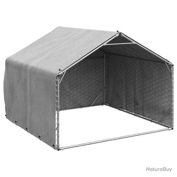 Chenil d'ext�rieur pour chiens housse 2x2x1,5 m acier galvanis�