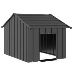 Niche pour chien avec toit noir 83x130x85 cm acier galvanis&eacute;