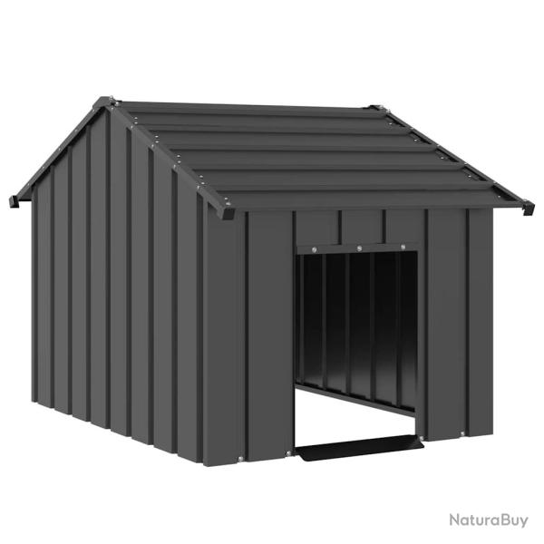Niche pour chien avec toit noir 83x130x85 cm acier galvanis alsavelo