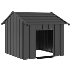 Niche pour chien avec toit noir 85x107x81 cm acier galvanis&eacute;
