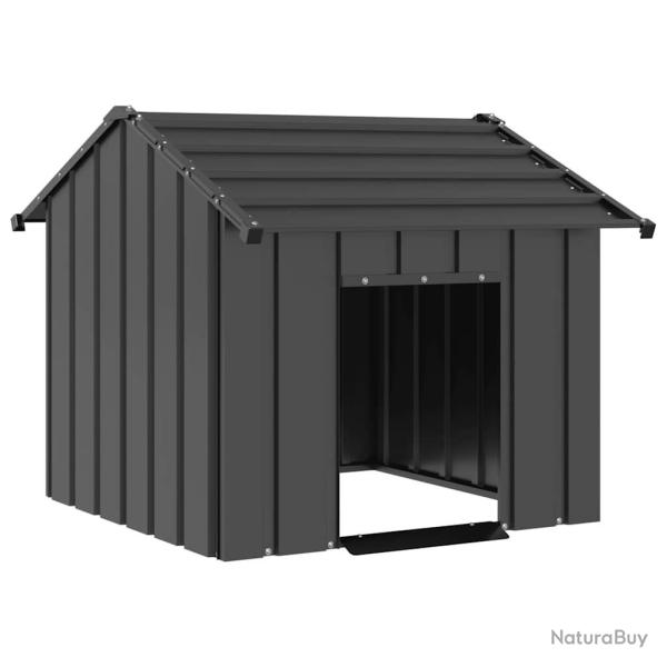 Niche pour chien avec toit noir 85x107x81 cm acier galvanis alsavelo