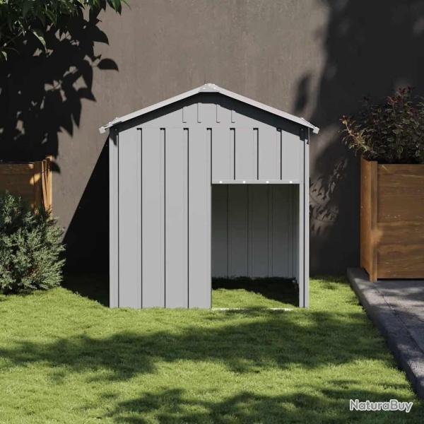 Niche pour chien avec toit gris clair acier galvanis alsavelo
