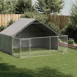 Niche d'ext&eacute;rieur pour chien enclos 3x3x1,9 m acier galvanis&eacute;