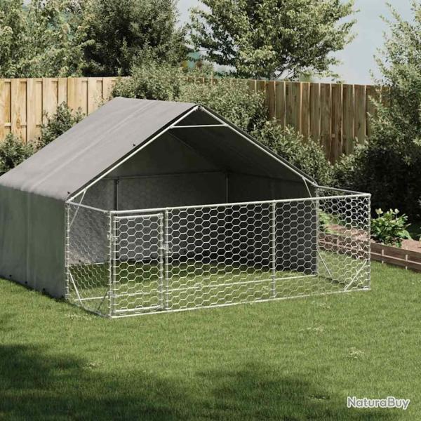 Niche d'ext�rieur pour chien enclos 3x3x1,9 m acier galvanis�