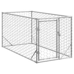 Chenil d'ext&eacute;rieur pour chiens porte 2x1x1 m acier galvanis&eacute; alsavelo