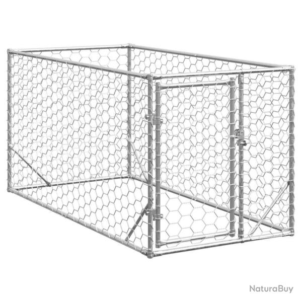 Chenil d'ext�rieur pour chiens porte 2x1x1 m acier galvanis�
