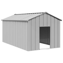 Niche pour chien avec toit noir 114x202x101 cm acier galvanis&eacute;