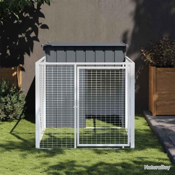 Niche pour chien avec cour anthracite 110x201x110 cm alsavelo