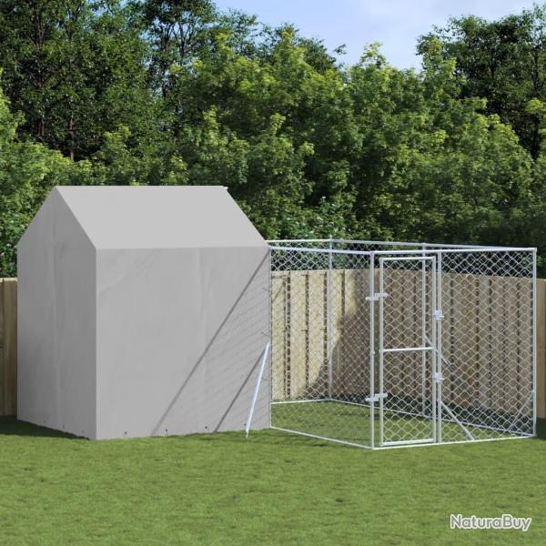 Chenil d'ext�rieur pour chiens avec toit argent� 4x4x2,5 m