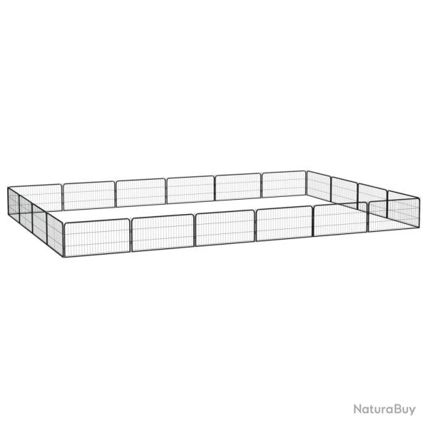 Parc pour chien 20panneaux Noir 100x50cm Acier enduit de poudre