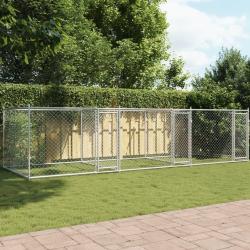 Cage pour chien avec portes gris 6x2x1,5 m acier galvanis&eacute;