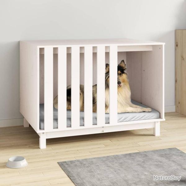 Niche pour chien Blanc 100x70x72 cm Bois de pin massif alsavelo