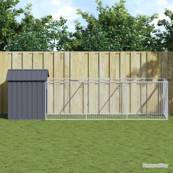 Niche pour chien avec toit anthracite acier galvanis�