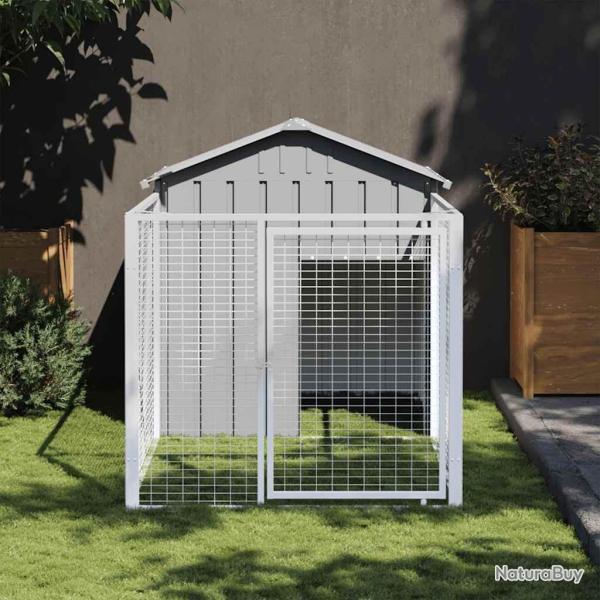 Niche pour chien avec cour gris clair 117x201x123 cm alsavelo