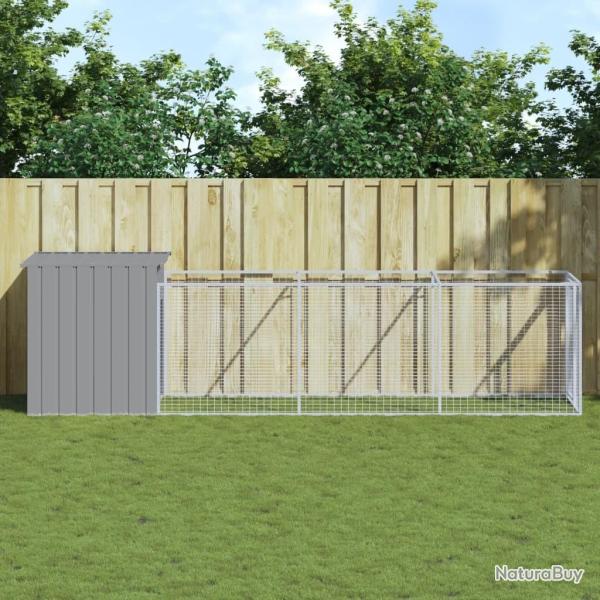 Niche pour chien avec cour gris clair 110x405x110 cm alsavelo