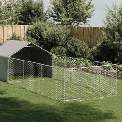 Niche d'ext&eacute;rieur pour chien enclos 6x2x1,5 m acier galvanis&eacute;