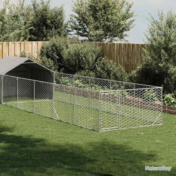 Niche d'ext�rieur pour chien enclos 8x2x1,5 m acier galvanis�