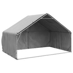 Chenil d'ext&eacute;rieur pour chiens housse 3x2x1,9 m acier galvanis&eacute;