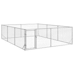 Chenil d'ext&eacute;rieur pour chiens porte 3x4x1 m acier galvanis&eacute;