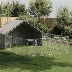 Niche d'ext&eacute;rieur pour chien enclos 6x3x1,9 m acier galvanis&eacute;