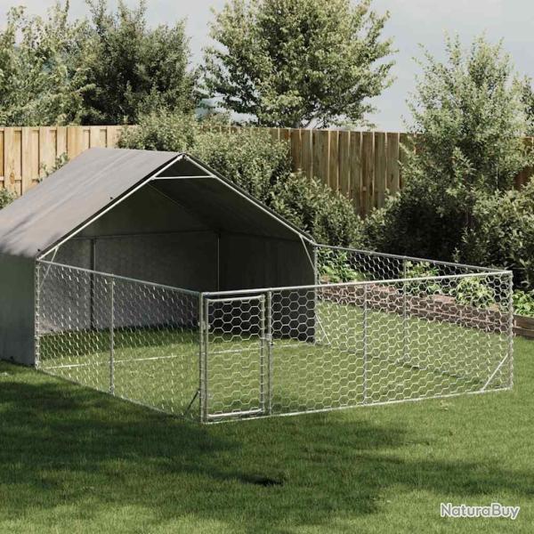 Niche d'ext�rieur pour chien enclos 6x3x1,9 m acier galvanis�
