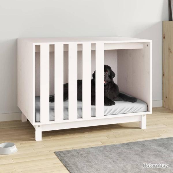 Niche pour chien Blanc 90x60x67 cm Bois de pin massif alsavelo