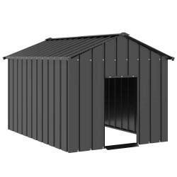 Niche pour chien avec toit noir 113x153x101 cm acier galvanis&eacute;