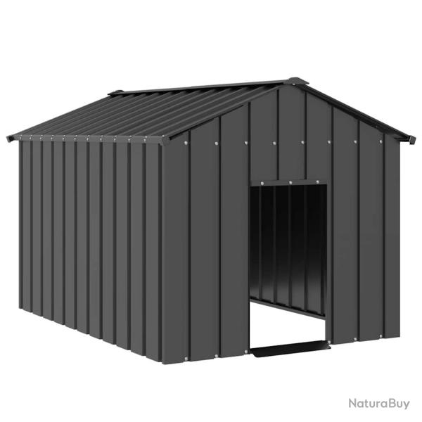 Niche pour chien avec toit noir 113x153x101 cm acier galvanis alsavelo