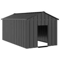 Niche pour chien avec toit noir 114x202x101 cm acier galvanis&eacute;
