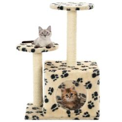 Arbre &agrave; chat avec griffoir en sisal 60 cm Beige Motif de pattes