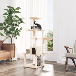 Arbre &agrave; chat avec griffoirs en sisal Cr&egrave;me 142 cm